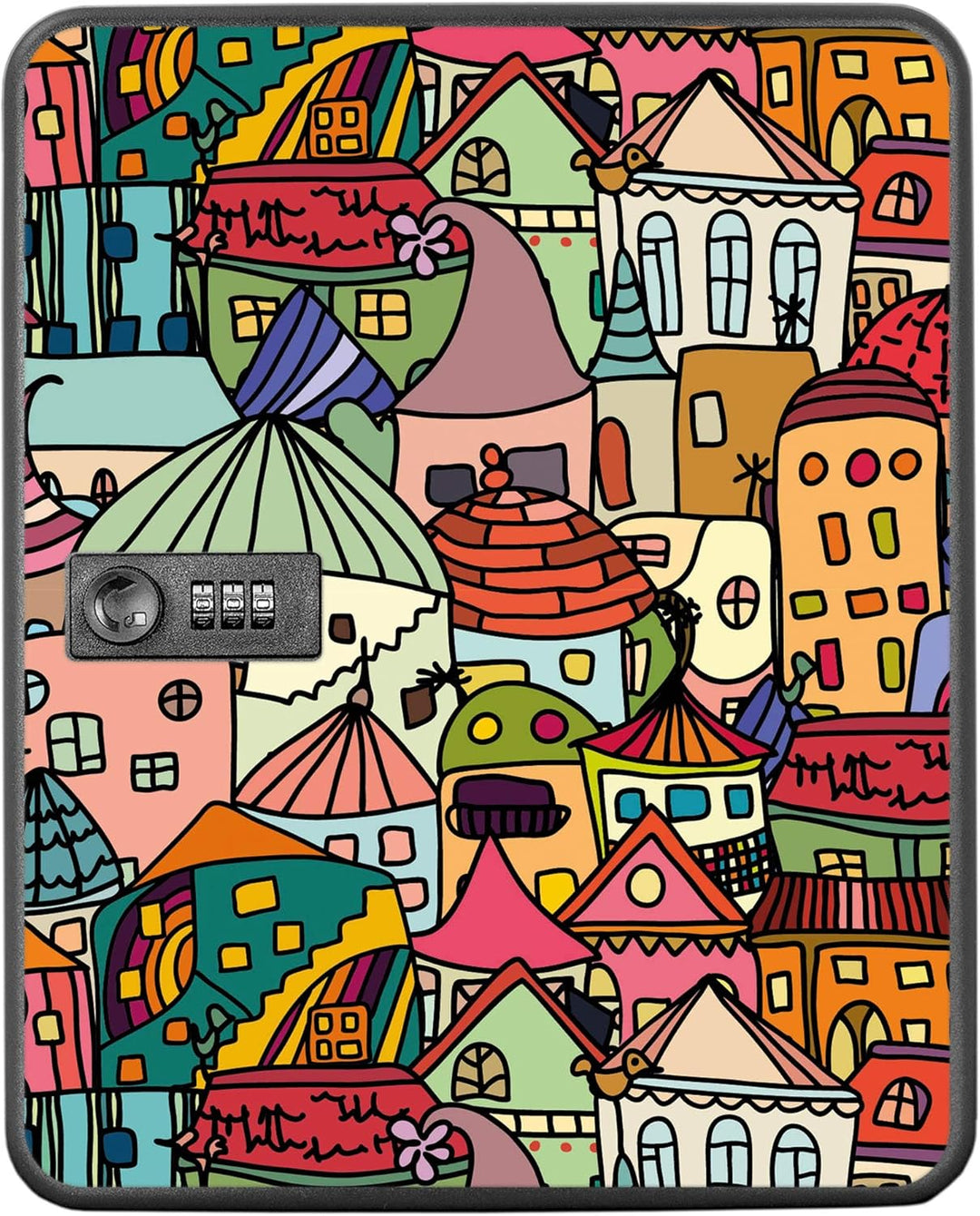 banjado® Burg-Wächter® abschliessbarer Schlüsselkasten mit Motiv Funky Town für 36 Schlüssel - Schlü