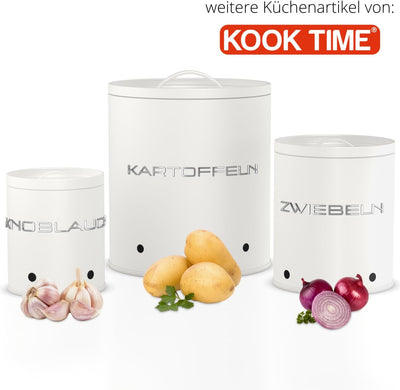 KOOK TIME Knoblauch Dose - Matt Weiss Keramik Knoblauchtopf mit Bambusholz Deckel, Perfekte Knoblauc