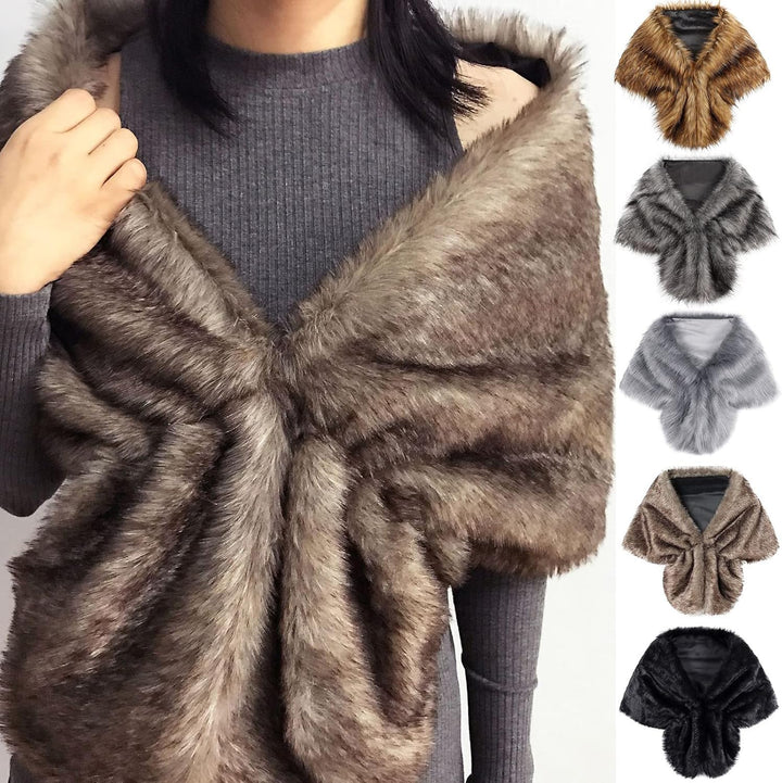 Generisch Damen Brautjacke Bolero Fell Winter Warm Hochzeitsjacke Hochzeitstuch Pelzimitat für Abend