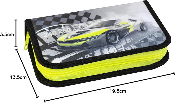 Eberhard Faber 577574 - Federmäppchen Race Car, mit 32 Schreibutensilien, Stiftetui befüllt