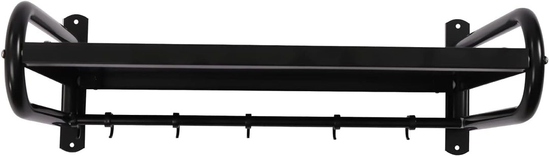 Mikrowellen Wandregal, Schwarz, 53x38x18cm, Wandhalterung Ofen Mikrowelle Küche, Wandmontage, 6 Hake