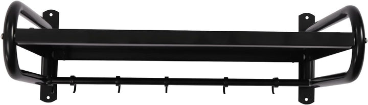 Mikrowellen Wandregal, Schwarz, 53x38x18cm, Wandhalterung Ofen Mikrowelle Küche, Wandmontage, 6 Hake