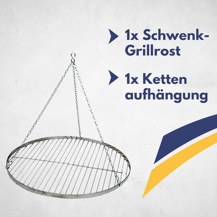 Best Sporting Schwenk-Grillrost mit Aufhängungs-Kette, Durchmesser 60 cm Silber - Silber, 60 cm Silb