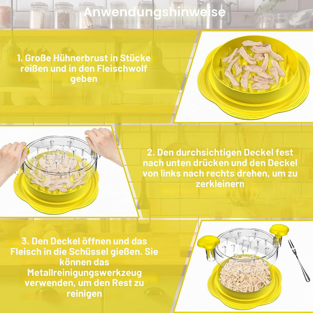 Hähnchen Zerkleinerer 25.5cm Grosser Sichtbar Hühnerbrust Schredder Werkzeug Twist mit Bürste und Ga