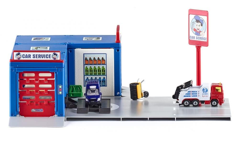 siku 5507, Werkstatt "Car Service", Kunststoff/Metall, Multicolor, Inkl. 2 siku-Fahrzeugen, Viele Fu