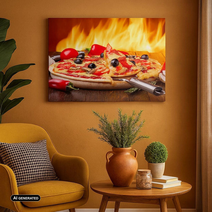 Bilder auf Leinwand 100x70cm Leinwandbild Kuchen Backen Pizza Käse Gross Wanddeko Bild Schlafzimmer