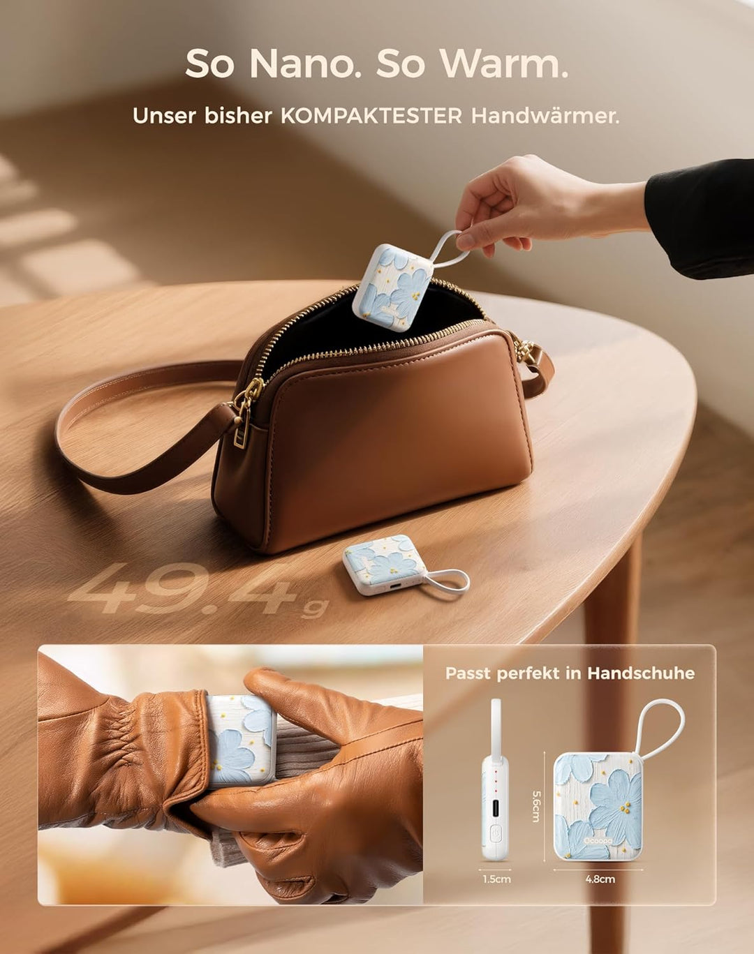 OCOOPA Handwärmer Elektrisch 2er Set, 3 Stufen Wärme, 7H*2 Lange sichere Wärme Taschenwärmer Wiederv