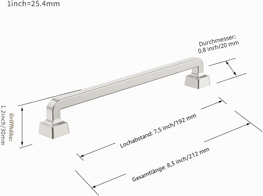 FURNIWARE 10 Stück Schrankgriffe Möbelgriff Bohrlochabstand 192mm Küchengriffe Schubladengriffe Möbe
