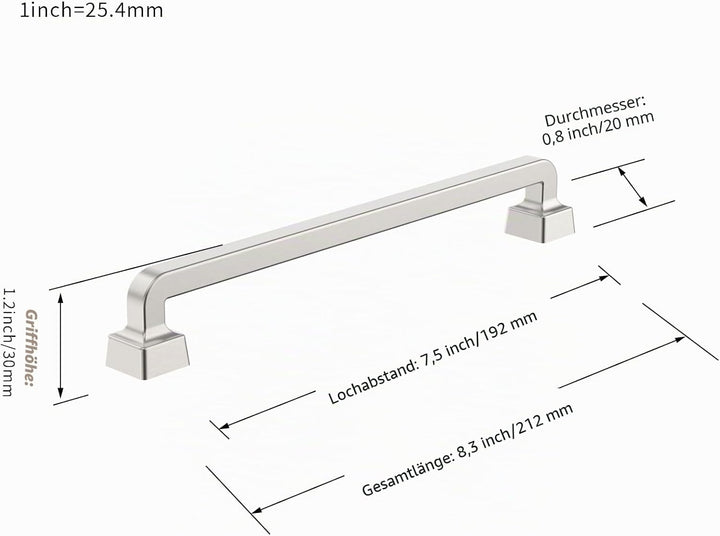 FURNIWARE 10 Stück Schrankgriffe Möbelgriff Bohrlochabstand 192mm Küchengriffe Schubladengriffe Möbe