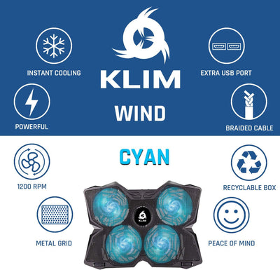 KLIM Wind Laptop Kühler - Mehr als 500 000 verkaufte Einheiten - NEU 2023 - Leistungsstark - Schnell