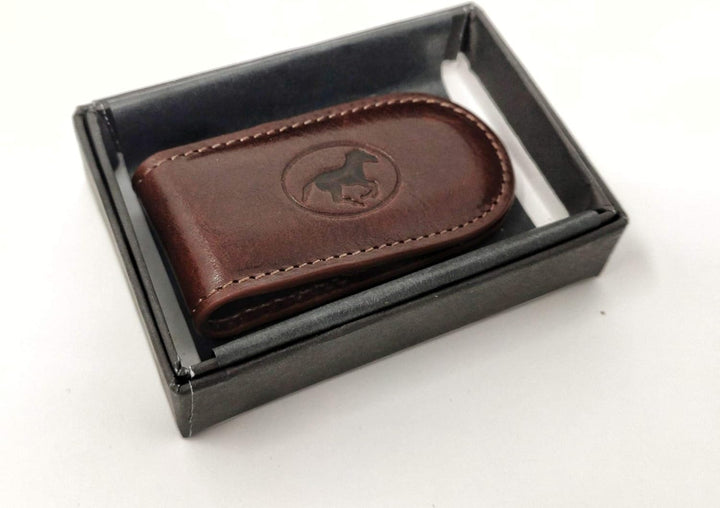 Mauro Pelletteria Magnetische Geldklammer aus Leder - Italienisches Premium-Handwerk Banknotenclip (