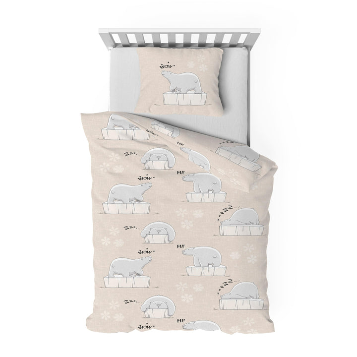Träumschön Biber Bettwäsche 135x200 Baumwolle Kinder Tiermotiv - Coole Eisbär Bettwäsche Beige - 100