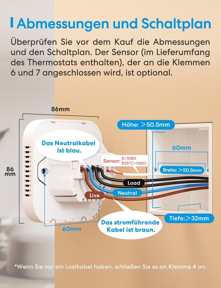 Meross Smart Elektrische Thermostat, WLAN Fussbodenheizung Raumthermostat, Heizen & Kühlen kompatibe