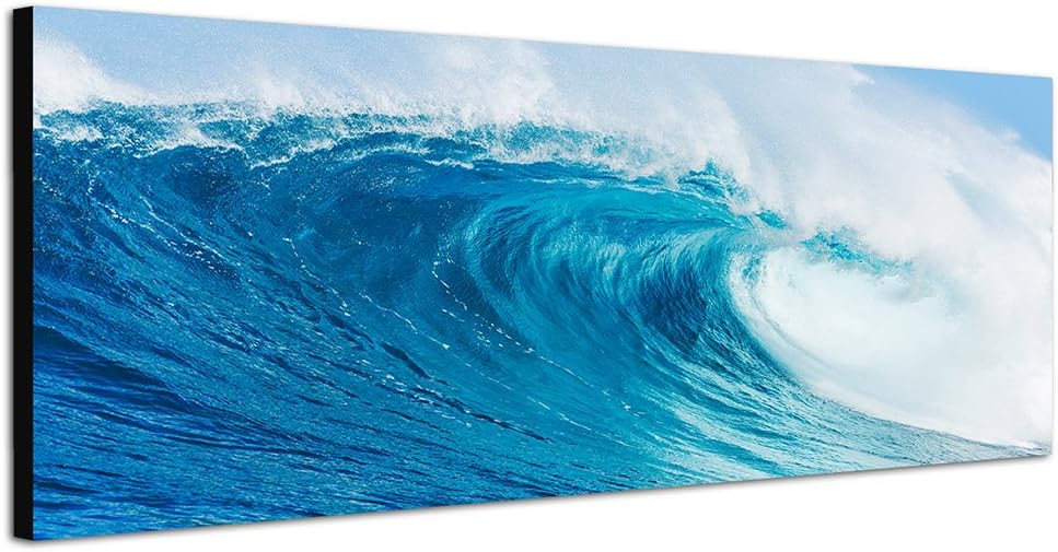 Paul Sinus Art Panoramabild auf Leinwand und Keilrahmen 150x50cm Ozean Meer Riesenwelle