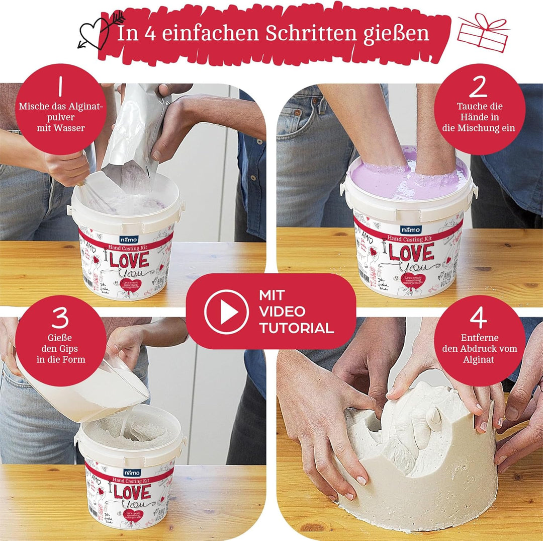 Niimo® 'I love you' 3D Handabdruck Set für Paare - Personalisierte Geschenke für Frauen & Männer, De