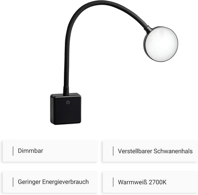 SEBSON LED Steckdosenlampe dimmbar schwarz - 2er Set - Leuchte für die Steckdose 4W, Steckerleuchte