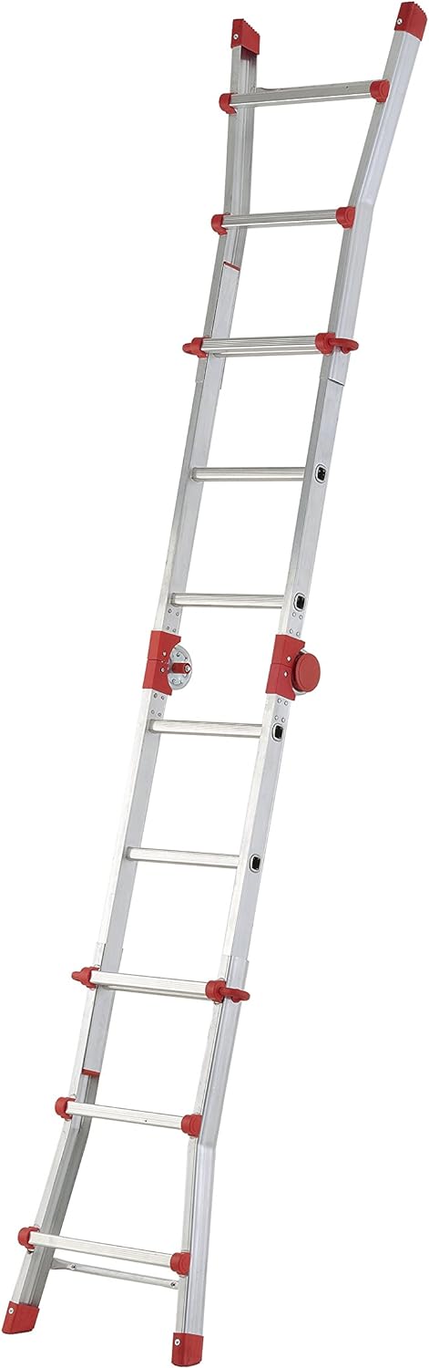Hailo 7516-151 Alu-Multifunktions-Teleskopleiter MTL, 4x3 Sprossen - Verwendbar als Anlege- und Schi