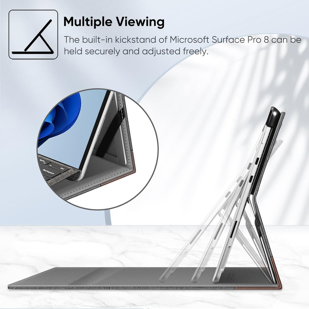 Fintie Hülle für Microsoft Surface Pro 8 13 Zoll (2021) - Multi-Sichtwinkel Hochwertigem Kunstleder