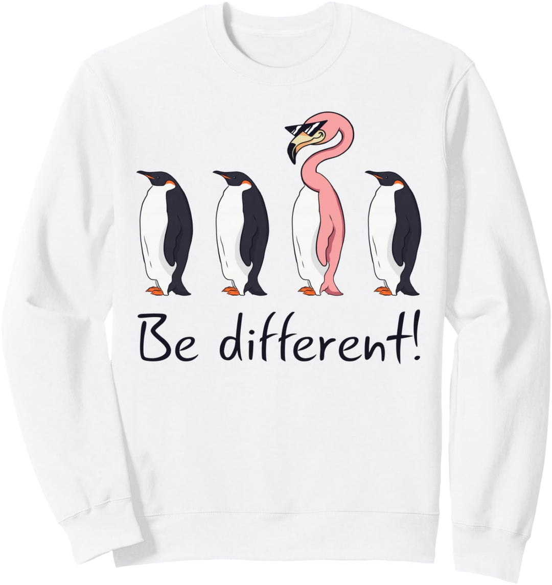 Flamingo Be Different Lustiger Pinguin, rosa Flamingo Sweatshirt