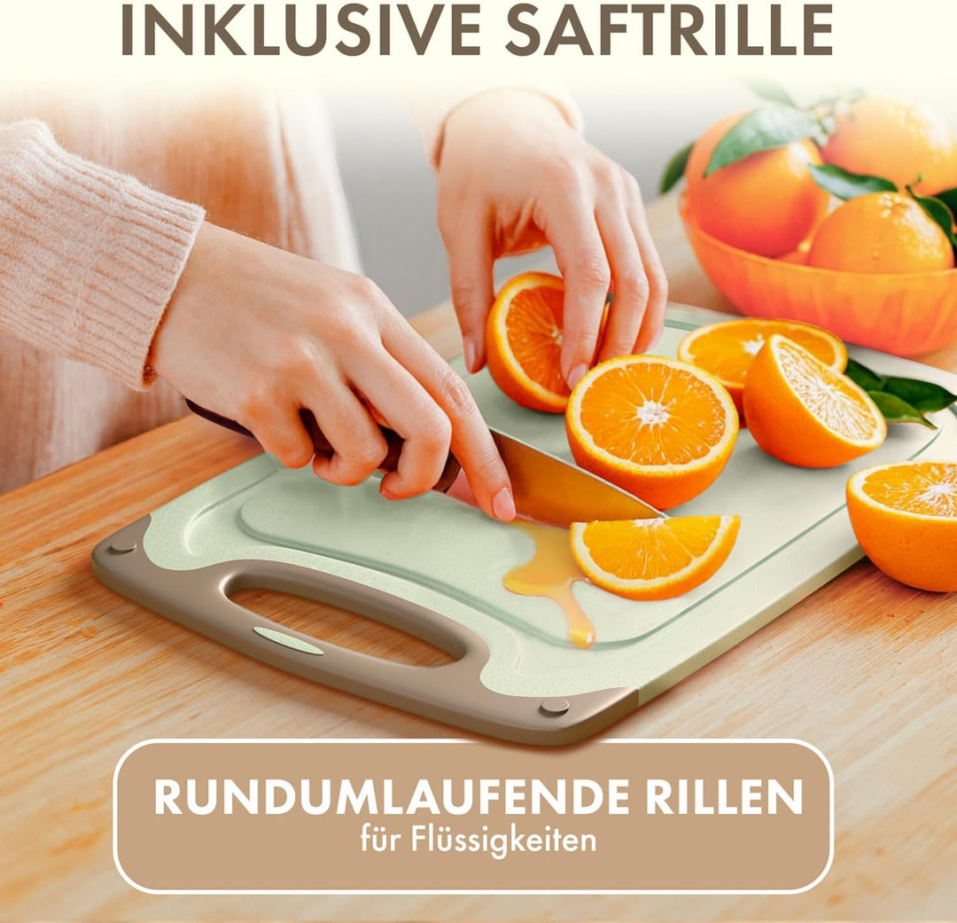 Blumtal Schneidebrett Set mit 3 Grössen (S/M/L) - Schneidebrett Kunststoff gross + Saftrillen & Grif