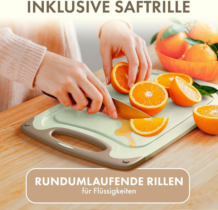 Blumtal Schneidebrett Set mit 3 Grössen (S/M/L) - Schneidebrett Kunststoff gross + Saftrillen & Grif