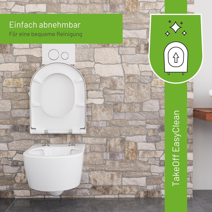 LUVETT® WC-Sitz D650 D-Form Weiss mit Absenkautomatik SoftClose, EasyClean (abnehmbar), Duroplast, e