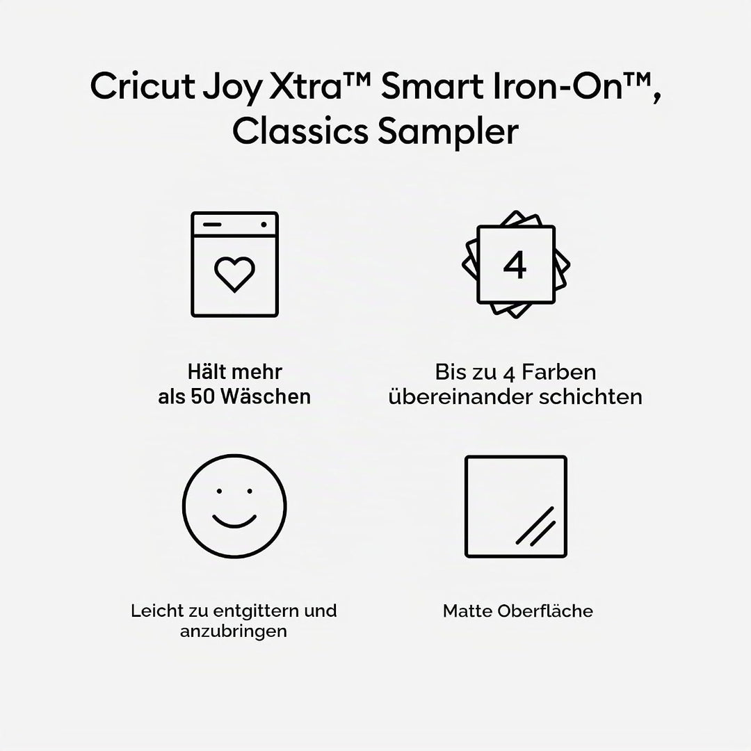 Cricut Joy Xtra Smart Iron-On Musterset Klassische Farben (3 Stk.) 3 piece Klassiker: Schwarz, Gold,