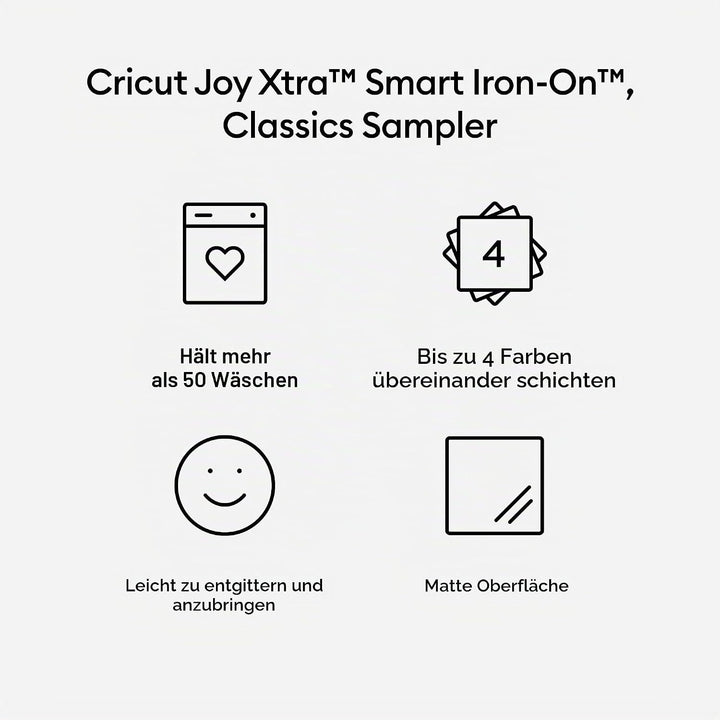 Cricut Joy Xtra Smart Iron-On Musterset Klassische Farben (3 Stk.) 3 piece Klassiker: Schwarz, Gold,