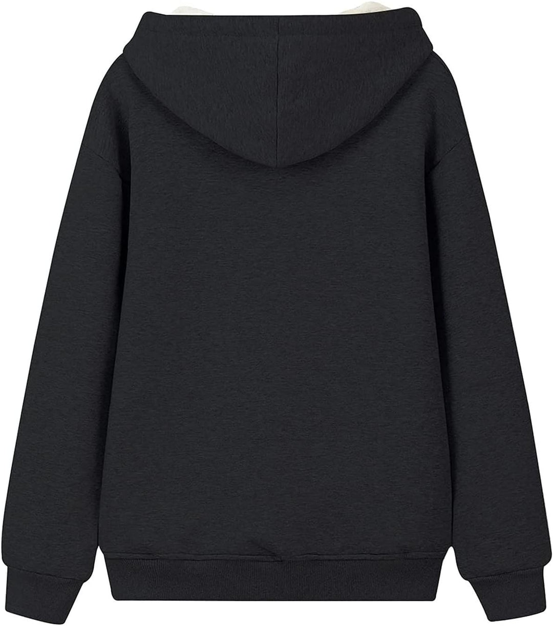 EMATOP Hoodie Damen Fleece Gefütterte Sweatshirt Winter Warm Pullover mit Kapuze Fleecepullover Kusc