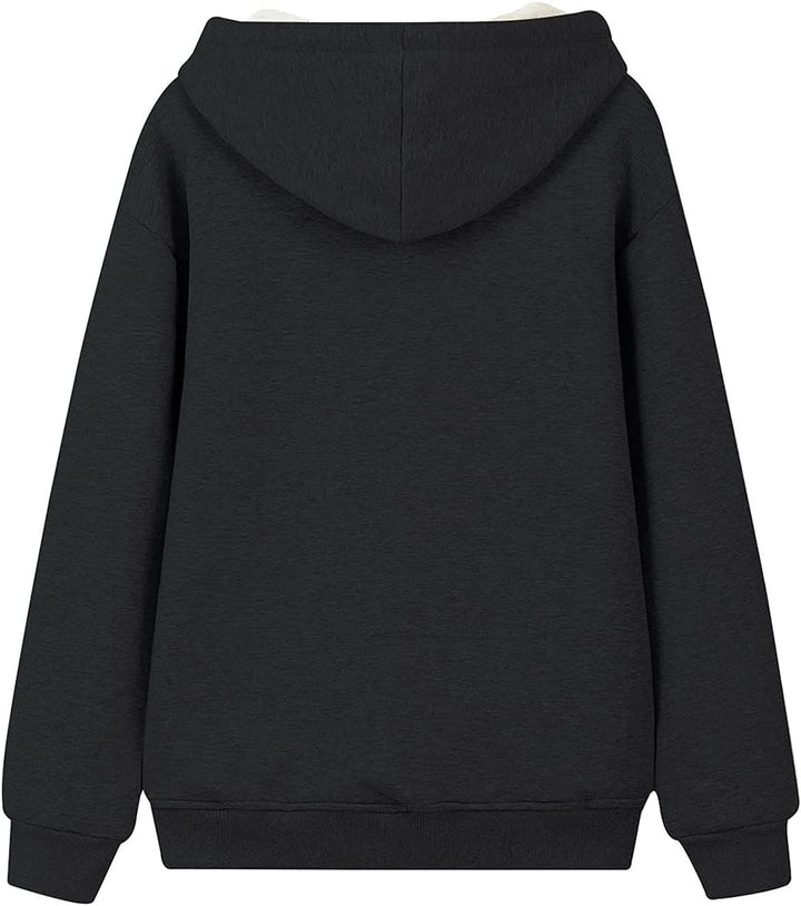 EMATOP Hoodie Damen Fleece Gefütterte Sweatshirt Winter Warm Pullover mit Kapuze Fleecepullover Kusc