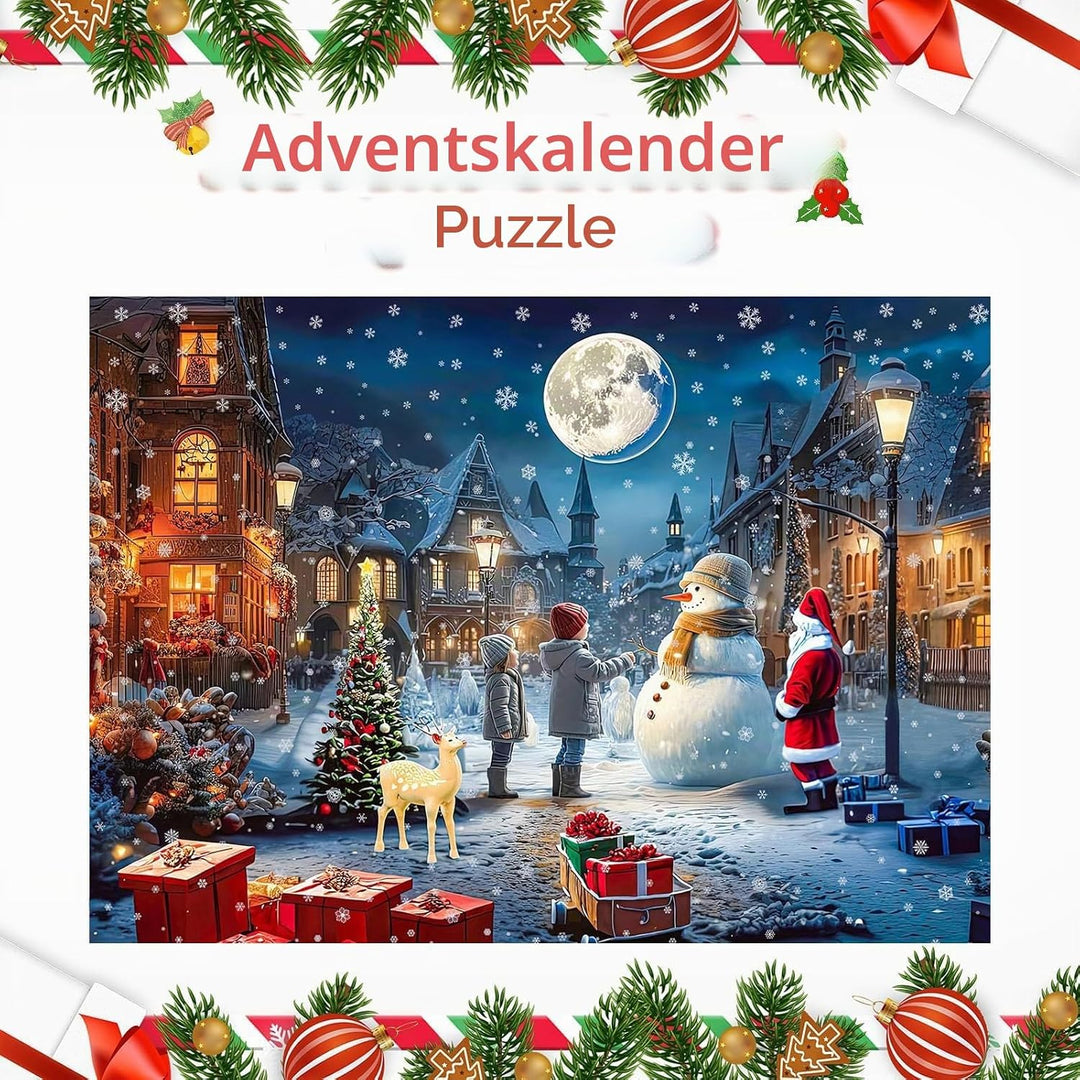 POPOYU Adventskalender 2025 Weihnachts Puzzle für Erwachsene Kinder,Weihnachtsgeschenke Weihnachts J