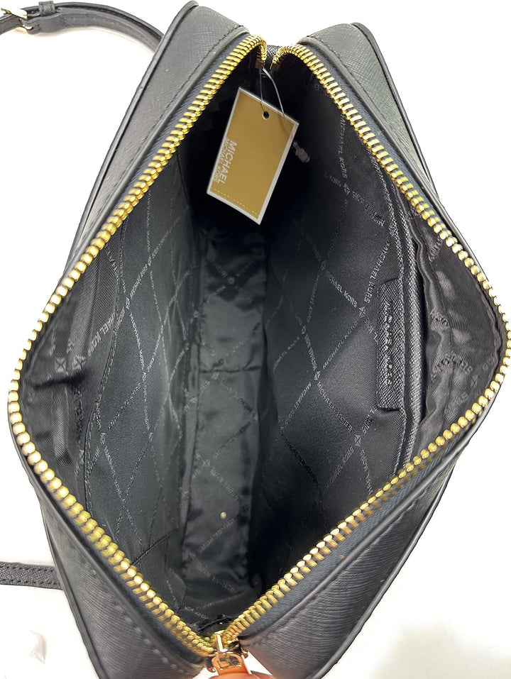 Michael Kors Damen Jet Set East West Crossbody Umhängetasche Schwarz/Gold, Schwarz/Gold