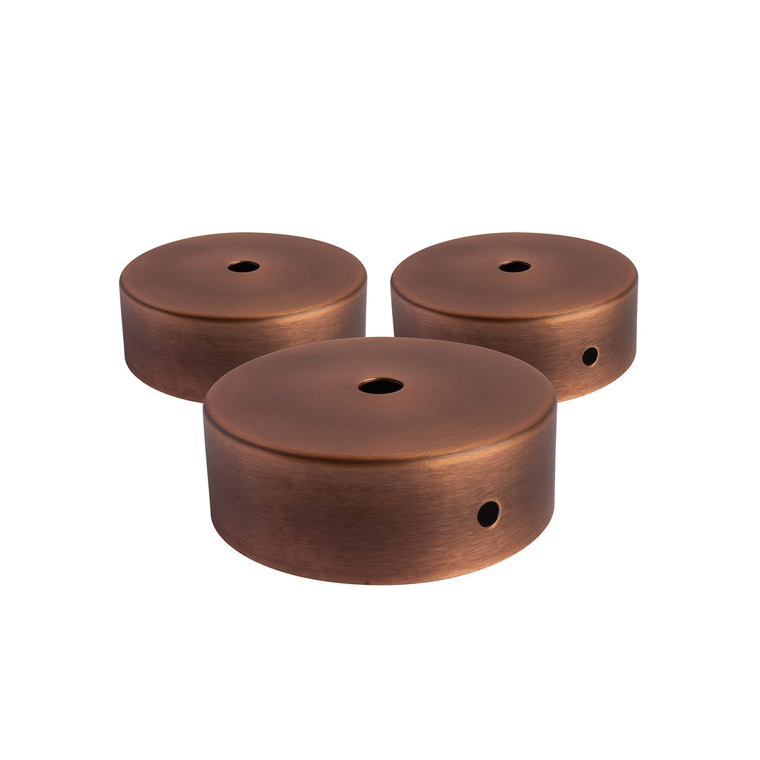 AMARCORDS - 3 Baldachin rosetten aus Metall, Farbe BRONZE, Lampengehäuse komplett mit Kabelklemmenzu