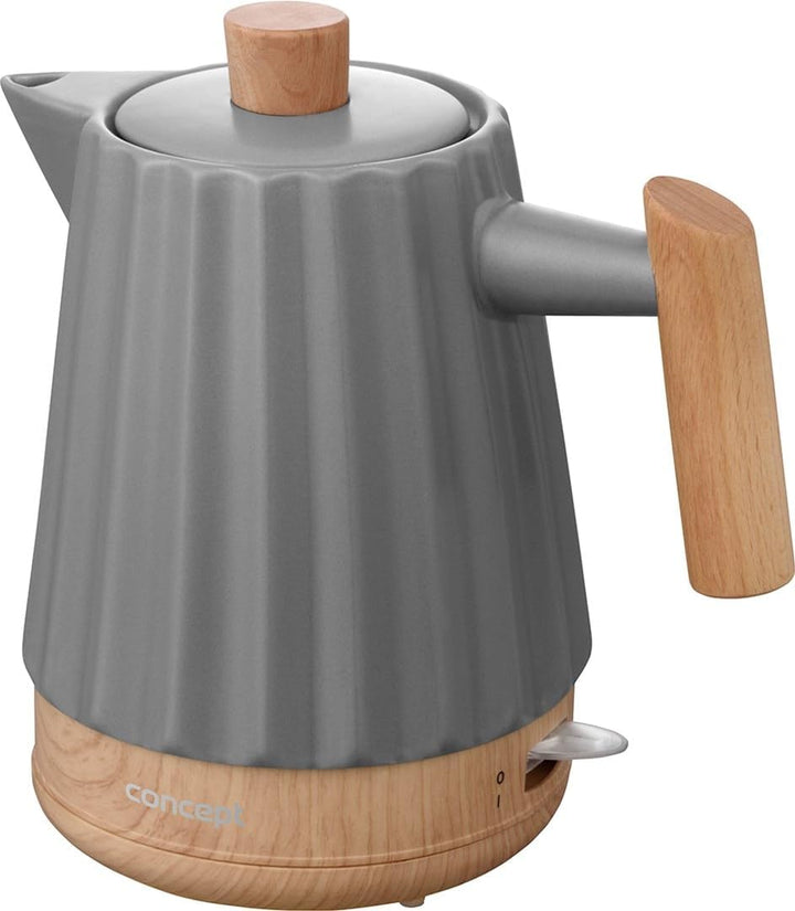 Concept Birdy RK0092 Keramik-Wasserkocher 1,5 L – Stilvoller Wasserkocher in Weiss mit Holzdetails |