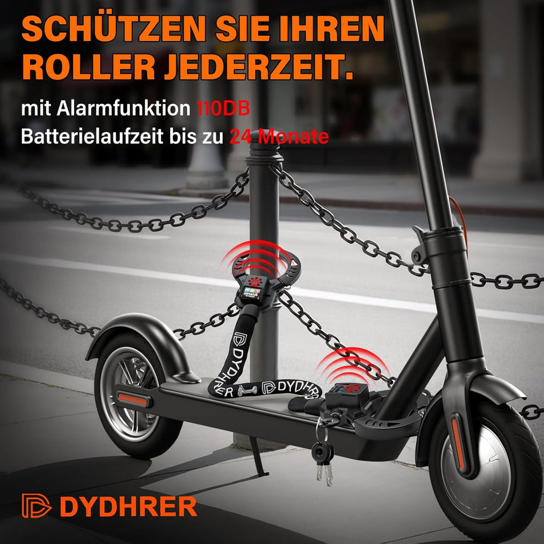 E scooter schloss mit Alarm 110 dB,Hochsicherheitsschloss mit Gummi-Lock-Hülse,schloss für e scooter
