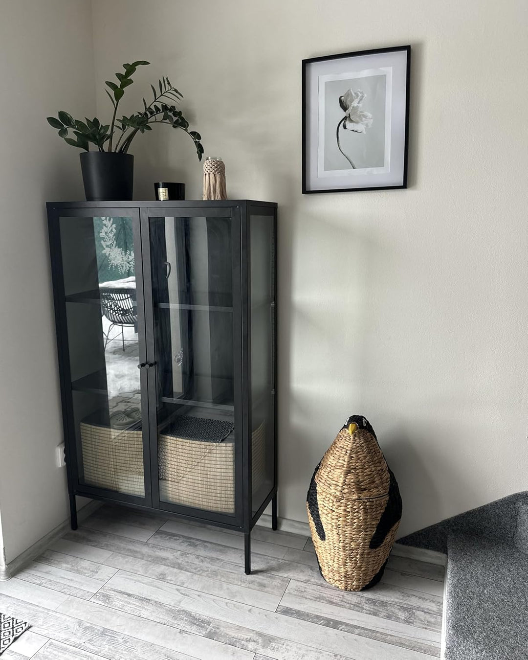 Aufbewahrungskorb Wasserhyazinthe Pinguinform natürlich beige 68 cm Hadzabe
