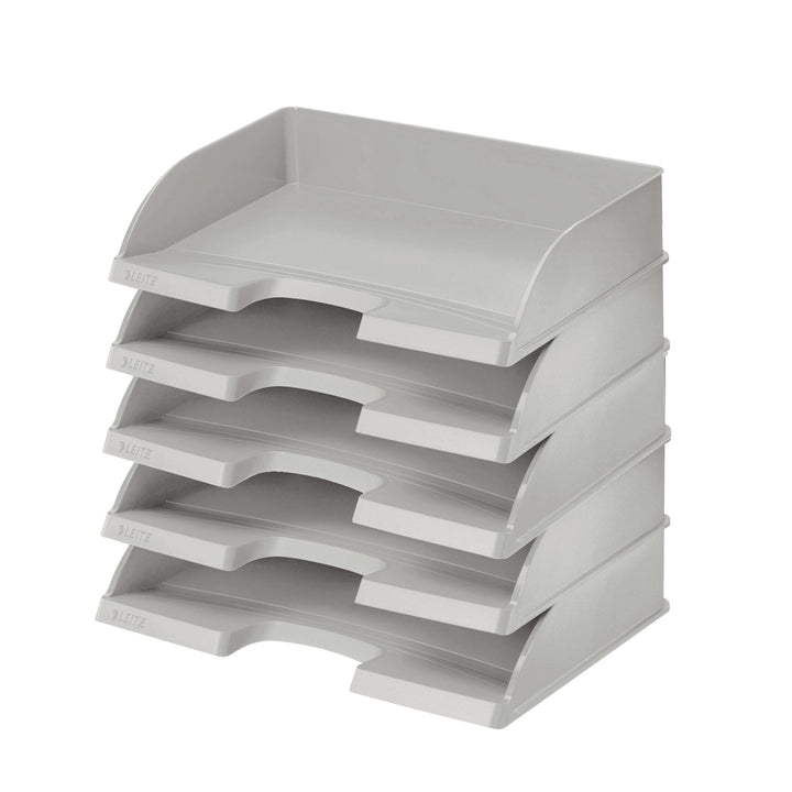 Leitz Briefkorb Querformat A4, 5er Pack, Grau, Plus Serie, 52180085 Standard Grau 5 Stück, Standard