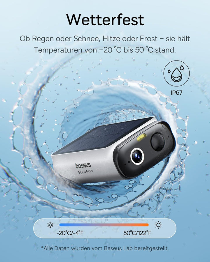Baseus Security S1 Lite 2-Cam Überwachungskamera Aussen Solar Akku WLAN, IP67 Wetterfest, Kamera Übe