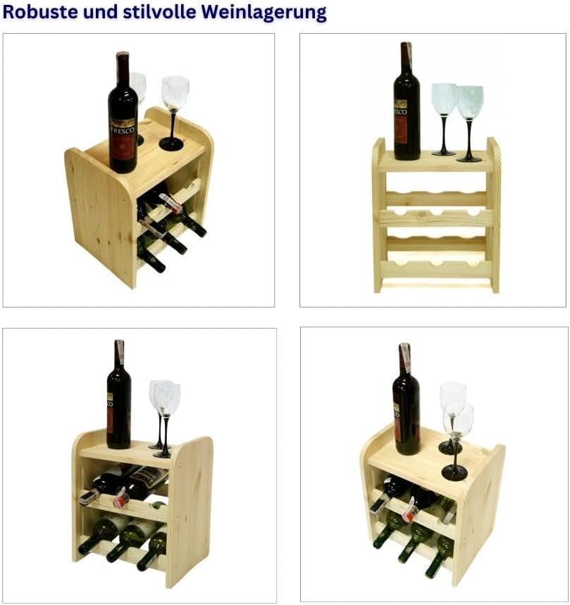 PROREGAL Weinregal PINOTWINE C | HxBxT 36x34,4x26,5cm | 6 Flaschen | Massives Kiefernholz | Braun ge