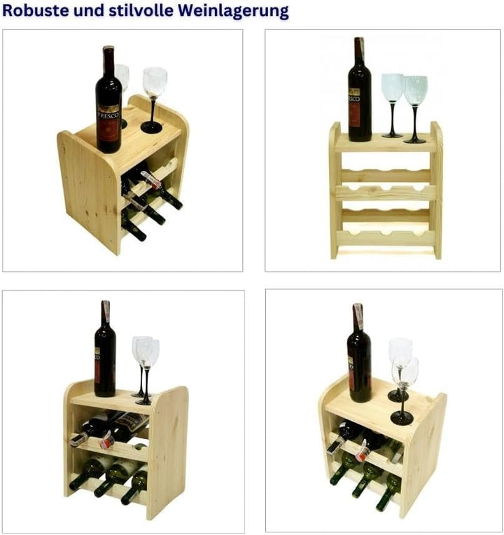 PROREGAL Weinregal PINOTWINE C | HxBxT 36x34,4x26,5cm | 6 Flaschen | Massives Kiefernholz | Braun ge
