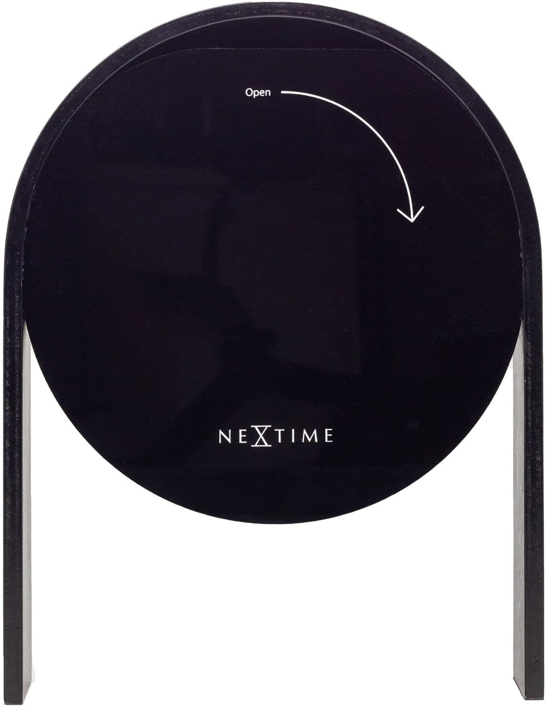 NeXtime ausgefallende Tischuhr 5225ZW Noa Table, Holz, schwarz 27x21x6,5cm, Ø 21 cm