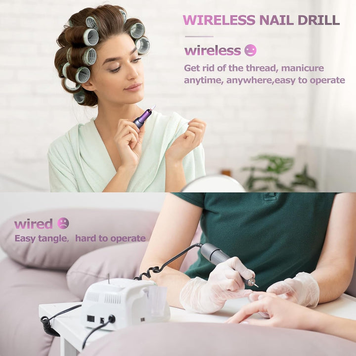 Nagelfräser Elektrische für Gelnägel Kabellos Maniküre Pediküre Set Nagelfeile Elektrisch USB Wieder