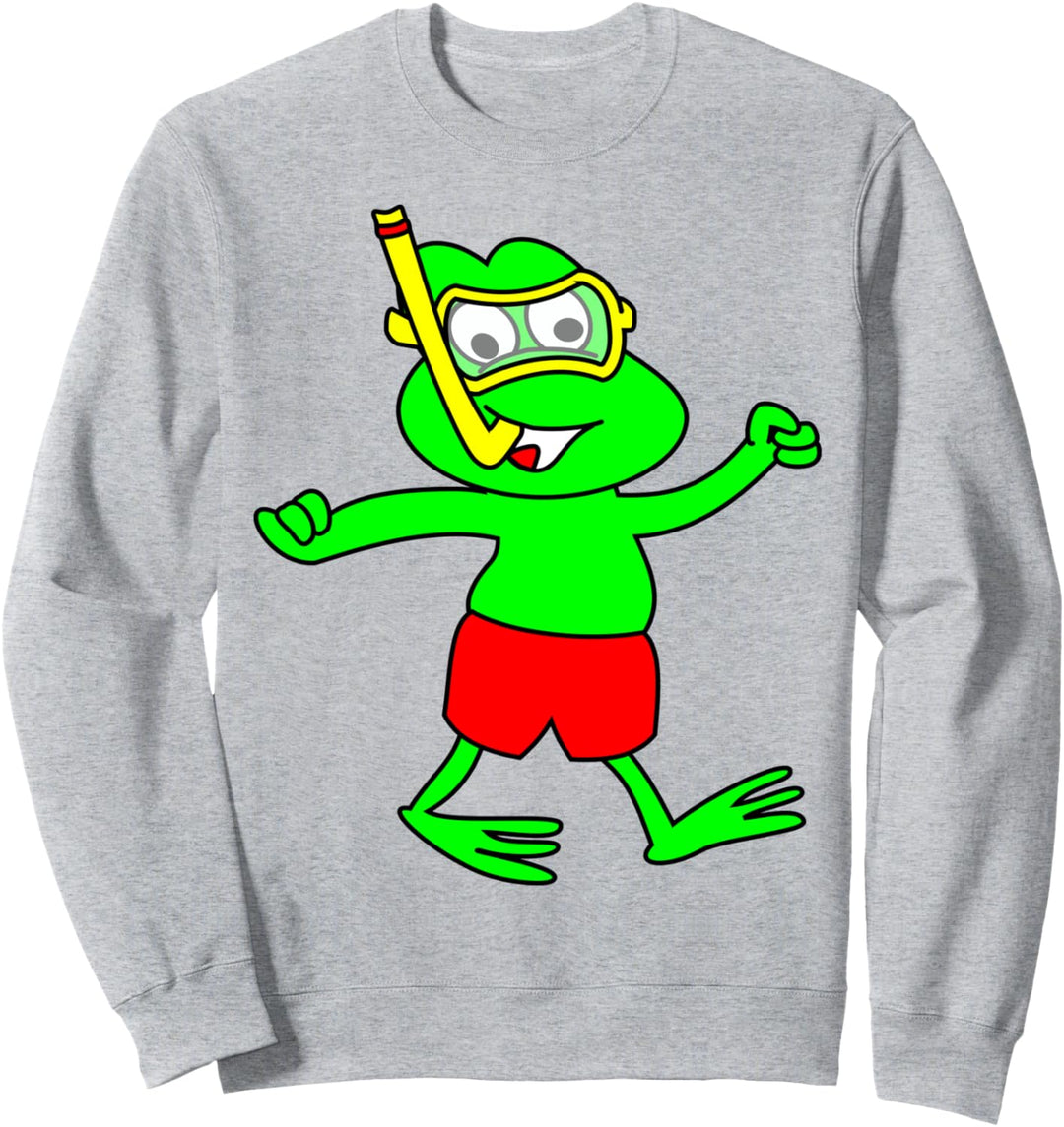 Schnorcheln Frosch Cartoon Sweatshirt
