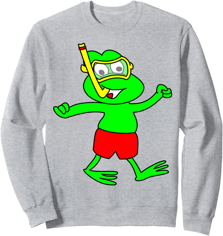 Schnorcheln Frosch Cartoon Sweatshirt