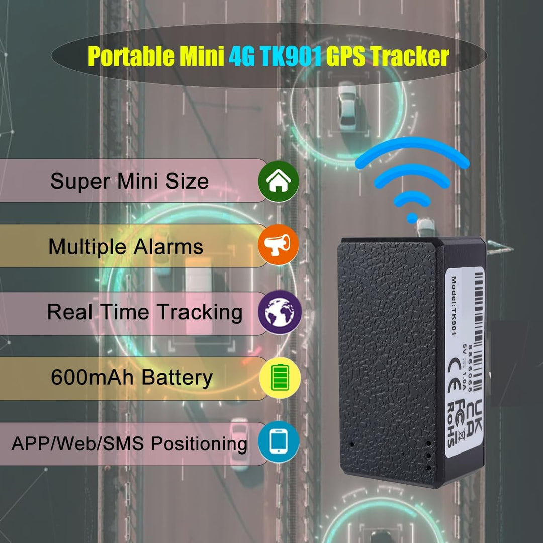 Winnes 4G Mini GPS Tracker Tragbarer GPS Tracker Ohne ABO Mit Geofence-Alarm und Kostenloser App,GPS