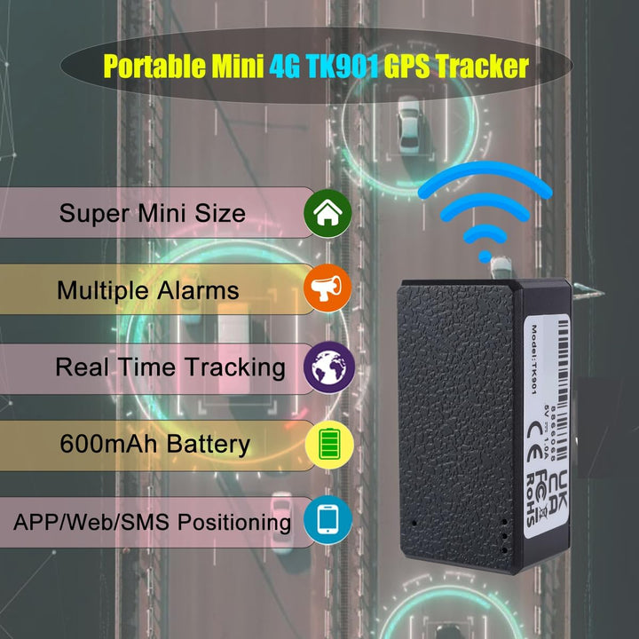 Winnes 4G Mini GPS Tracker Tragbarer GPS Tracker Ohne ABO Mit Geofence-Alarm und Kostenloser App,GPS