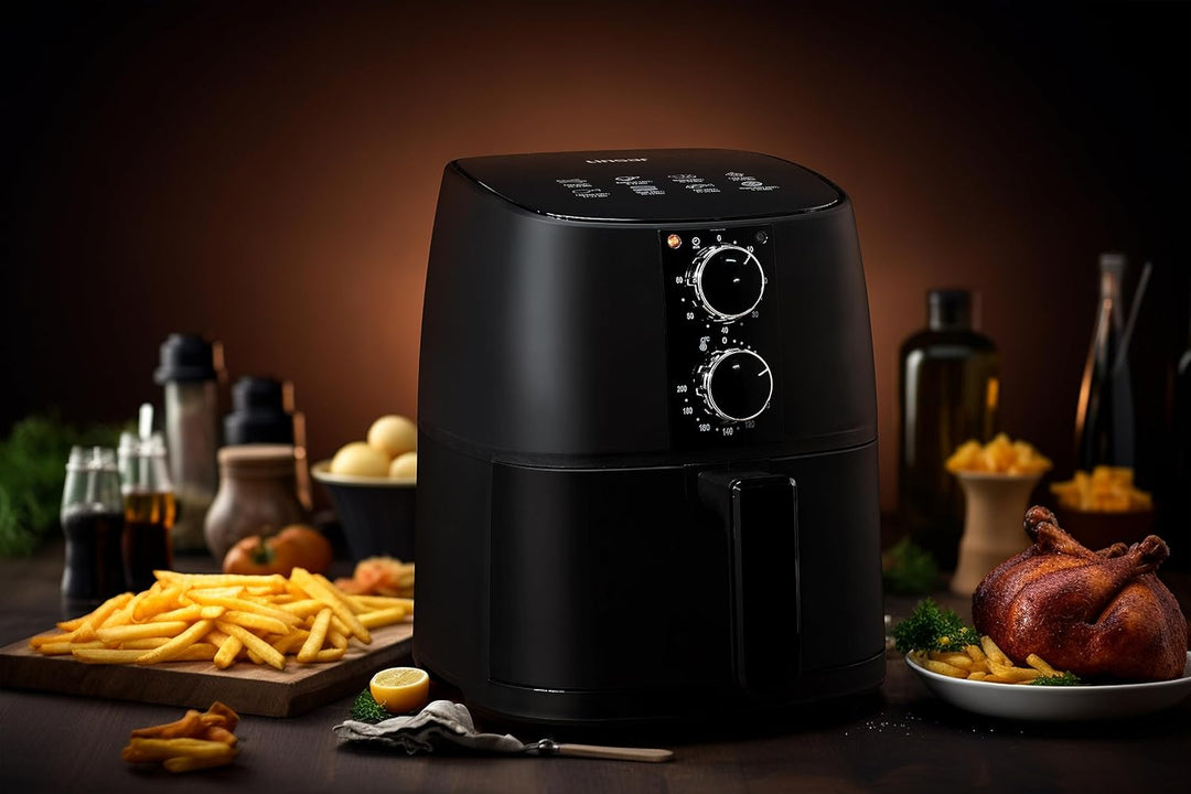 Heissluftfritteuse 4L - Airfryer mit Timer und Warmhaltefunktion - Temperatur wählbar - Energiespare