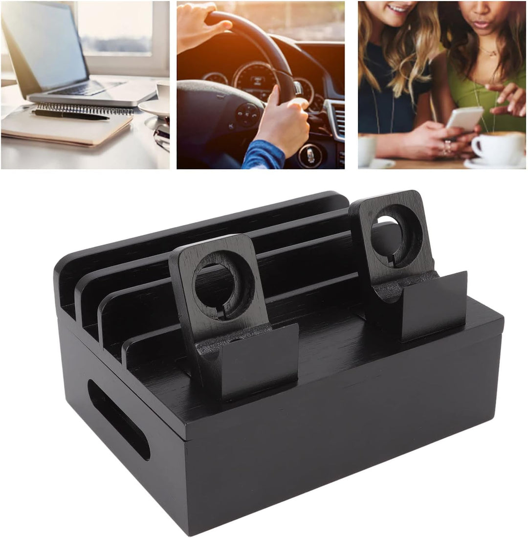 Pyhodi Bambus-Ladestation für Mehrere Geräte, Multifunktions-Ladestation mit 5 Anschlüssen, Magnetis