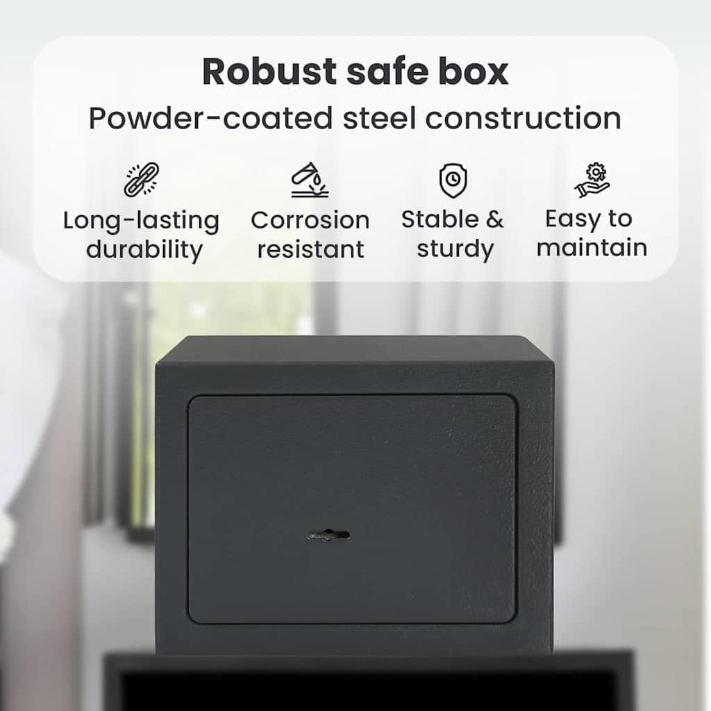 vidaXL Safe Box mit Schloss Dunkelgrau 23 x 17 x 17 cm Stahl, Heimarbeitsplatz Safe, robuster Sicher