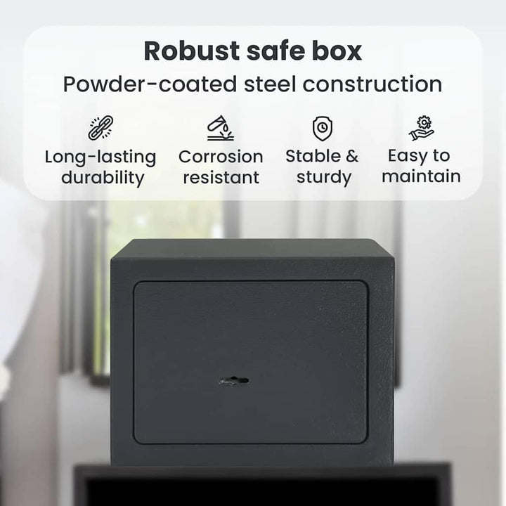 vidaXL Safe Box mit Schloss Dunkelgrau 23 x 17 x 17 cm Stahl, Heimarbeitsplatz Safe, robuster Sicher